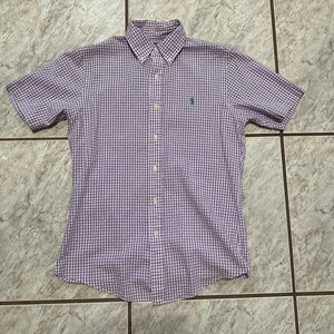 SOLD Ralph Lauren Short-Sleeve Purple Gingham Oxford Size Small